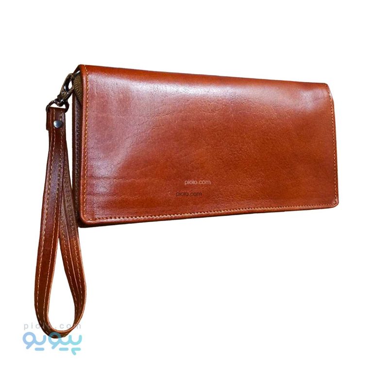 کیف پول دسته چکی دور زیپ چرم گاوی صاف،پیویو