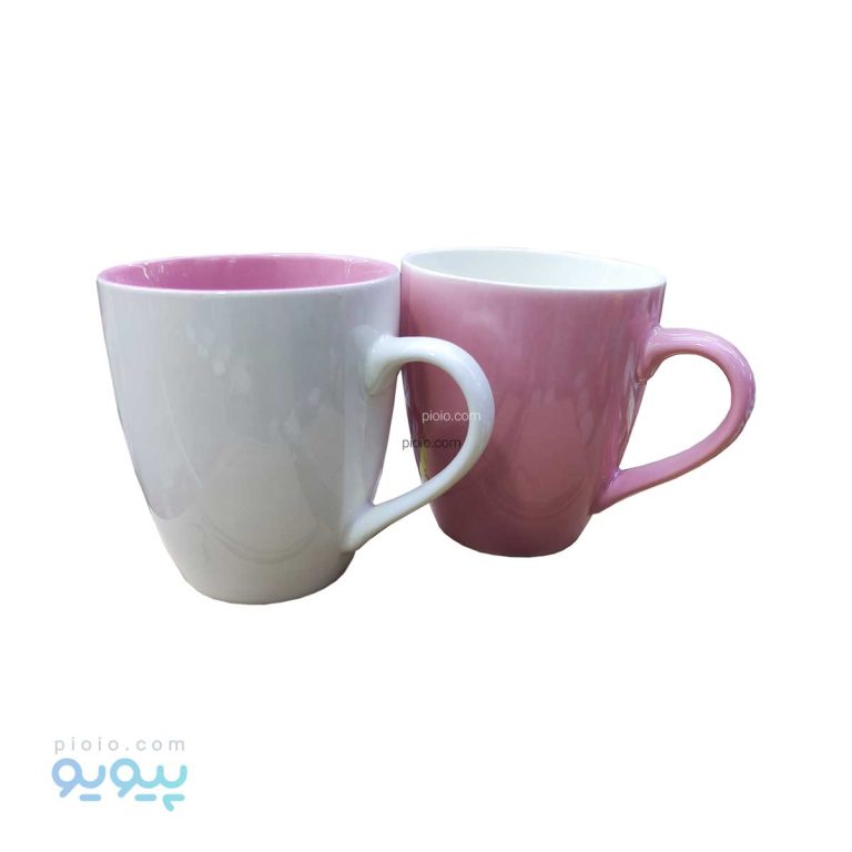 ماگ سفید صورتی سرامیکی . پیویو