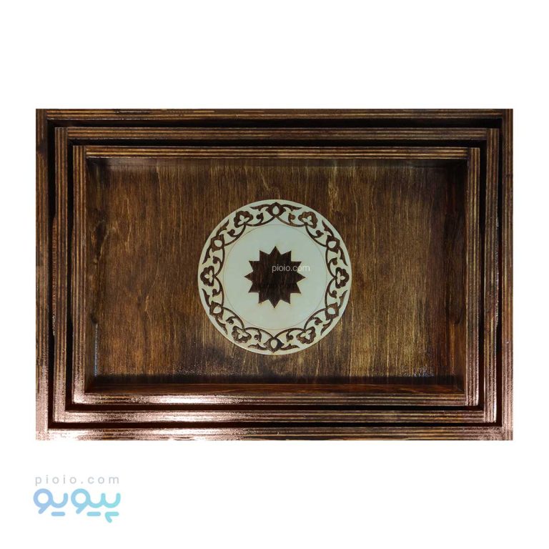 سینی چوبی سه عددی طرح مهر عمده وکارتنی،پیویو