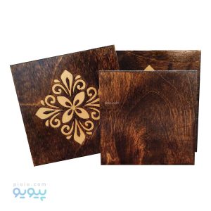 زیرلیوانی چوبی پایه دار مدل مربعی عمده و کارتنی،پیویو