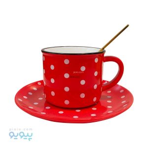 فنجان نعلبکی سرامیکی طرح خال خالی عمده وکارتنی،پیویو