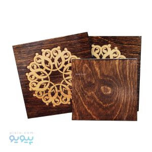 زیرلیوانی چوبی استند دار مدل خورشیدی عمده وکارتنی،پیویو