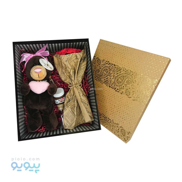 پک کادو ولنتاین با عروسک خرس دختر قهوه ای TINY WINY _پیویو