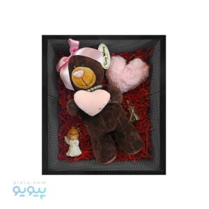 پک هدیه ولنتاین با عروسک خرس قهوه ای دخترانه _پیویو