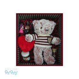 پک کادو ولنتاین با عروسک خرس لباس بافتنی وقلب،پیویو