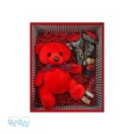 پک کادو ولنتاین با عروسک خرس قرمز پاپیون دار
