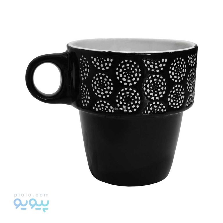 لیوان سرامیکی رنگ سفید و مشکی آیتم 8876_پیویو
