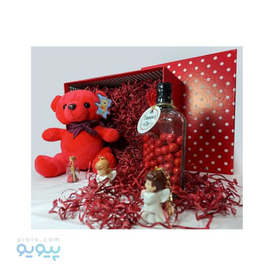 پک کادو ولنتاین خرس قرمز با جعبه خالخالی