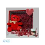 پک کادو ولنتاین عروسک خرس پاپیونی با قلب قرمز