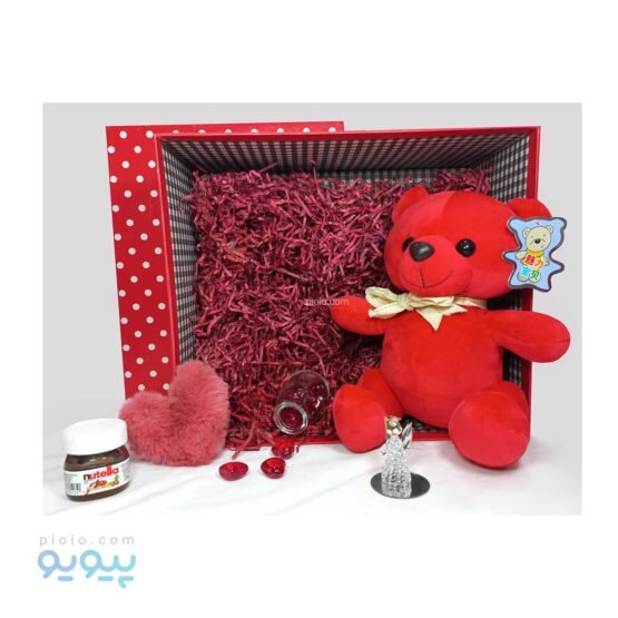 پک کادو ولنتاین عروسک خرس پاپیونی با قلب قرمز،پیویو