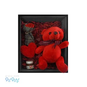پک کادو ولنتاین عروسک خرس پاپیونی با جعبه فانتزی،پیویو