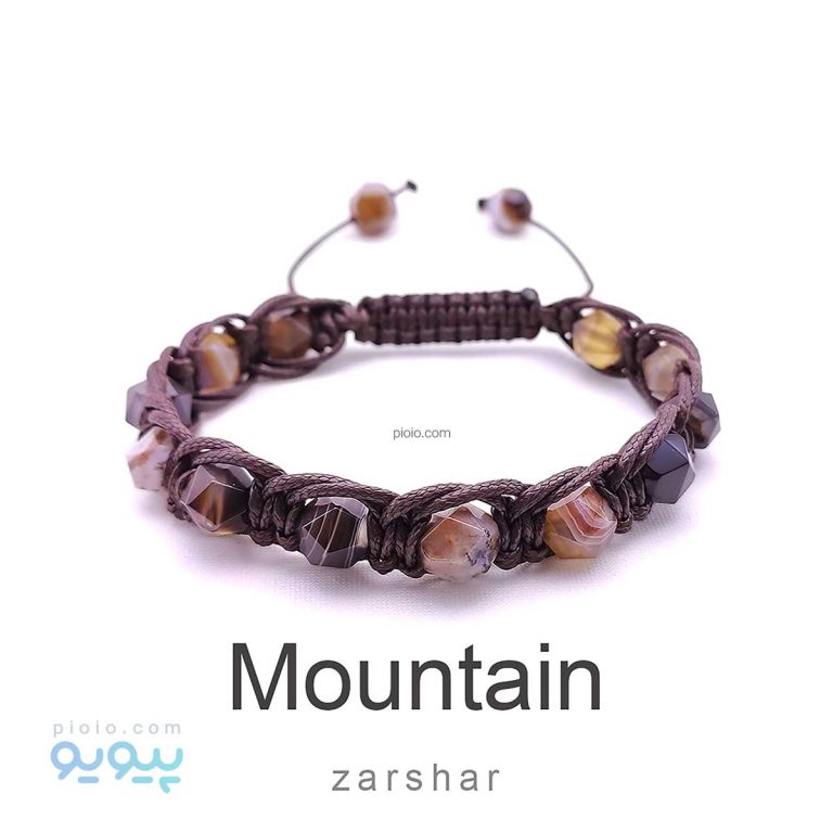 دستبند چرمی سنگ عقیق mountain