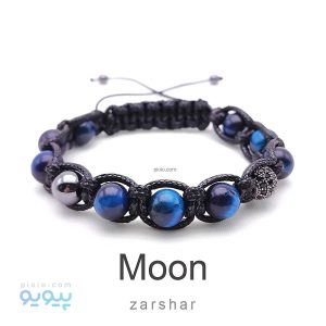 دستبند چرمی سنگ چشم ببر Moon استارلایت
