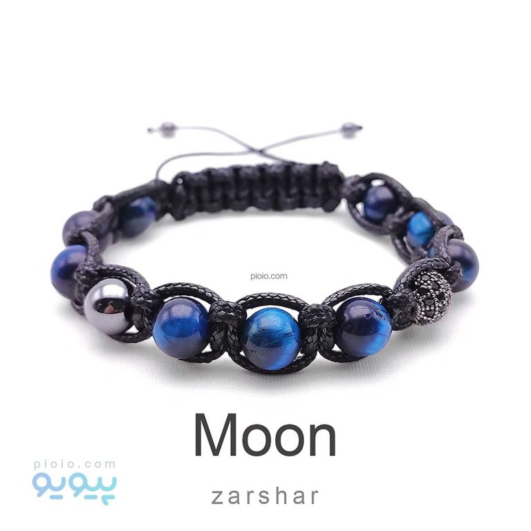 دستبند چرمی سنگ چشم ببر Moon استارلایت