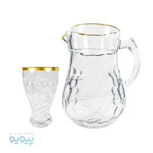 پارچ و لیوان ملانی بلور لب طلایی _ پیویو