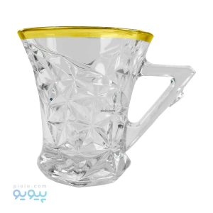 ست 6 تایی فنجان بلوری لب طلایی_ پیویو