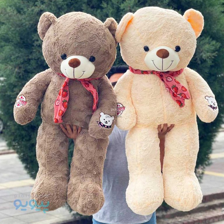 عروسک خرسی بزرگ پاپیون توت فرنگی،پیویو