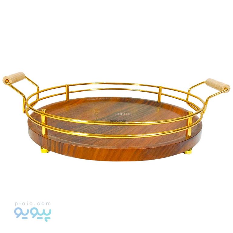 سینی چوبی دایره ای دسته فلزی-پیویو