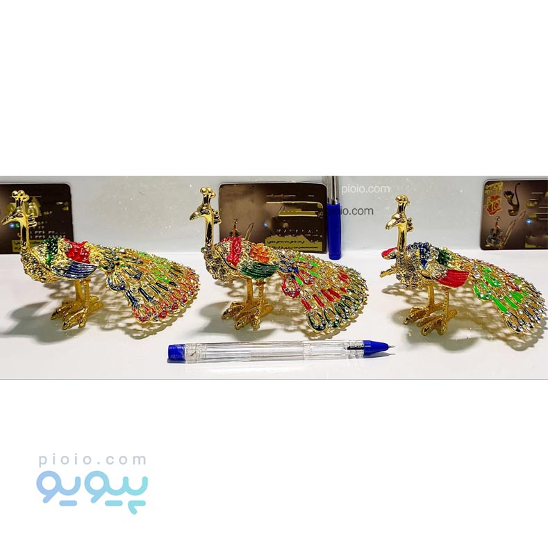 مجسمه طاووس طرح برنجی نگین دار