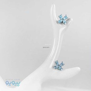 گوشواره نقره ای نگین دار طرح گل-پیویو