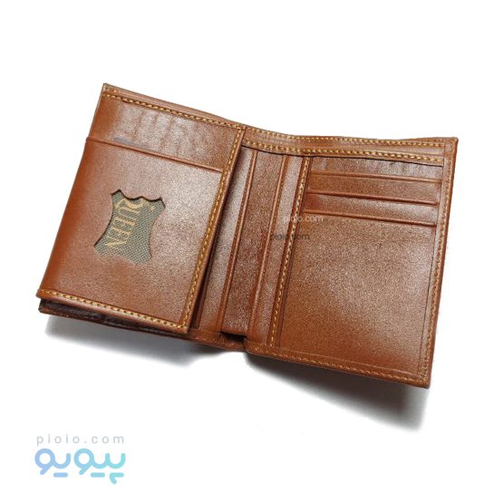 کیف پول نیم کتی چرم گاوی برگه کنار کد 61067 تک و عمده - تصویر 2