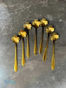 قاشق چای خوری استیل طلایی،پیویو