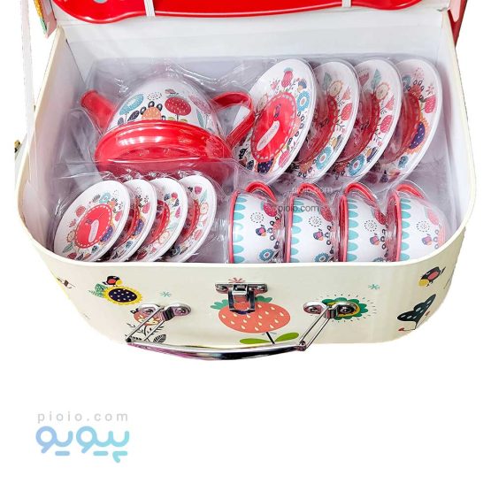 اسباب بازی سرویس چای خوری چمدانی طرح گل